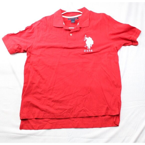 U.S. Polo Assn. Red Polo Shirt Mens Large 100% Cotton Embroidered Logo Short Sle - Picture 1 of 8